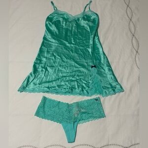 Elegant Lace Trim Satin Chemise Set